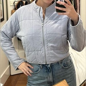 Pale Blue Quilted Cropped Jacket